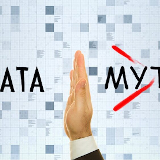 A hand stopping myths from being formed about data recovery.